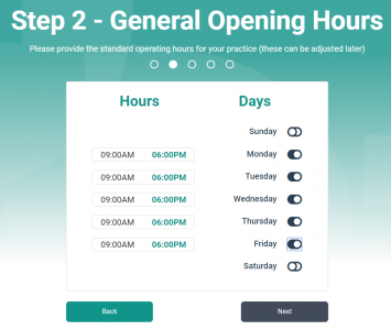 Step 2 – General Opening Hours