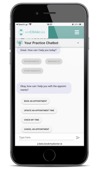 AI Chatbot book appointments, message, other requests and payments